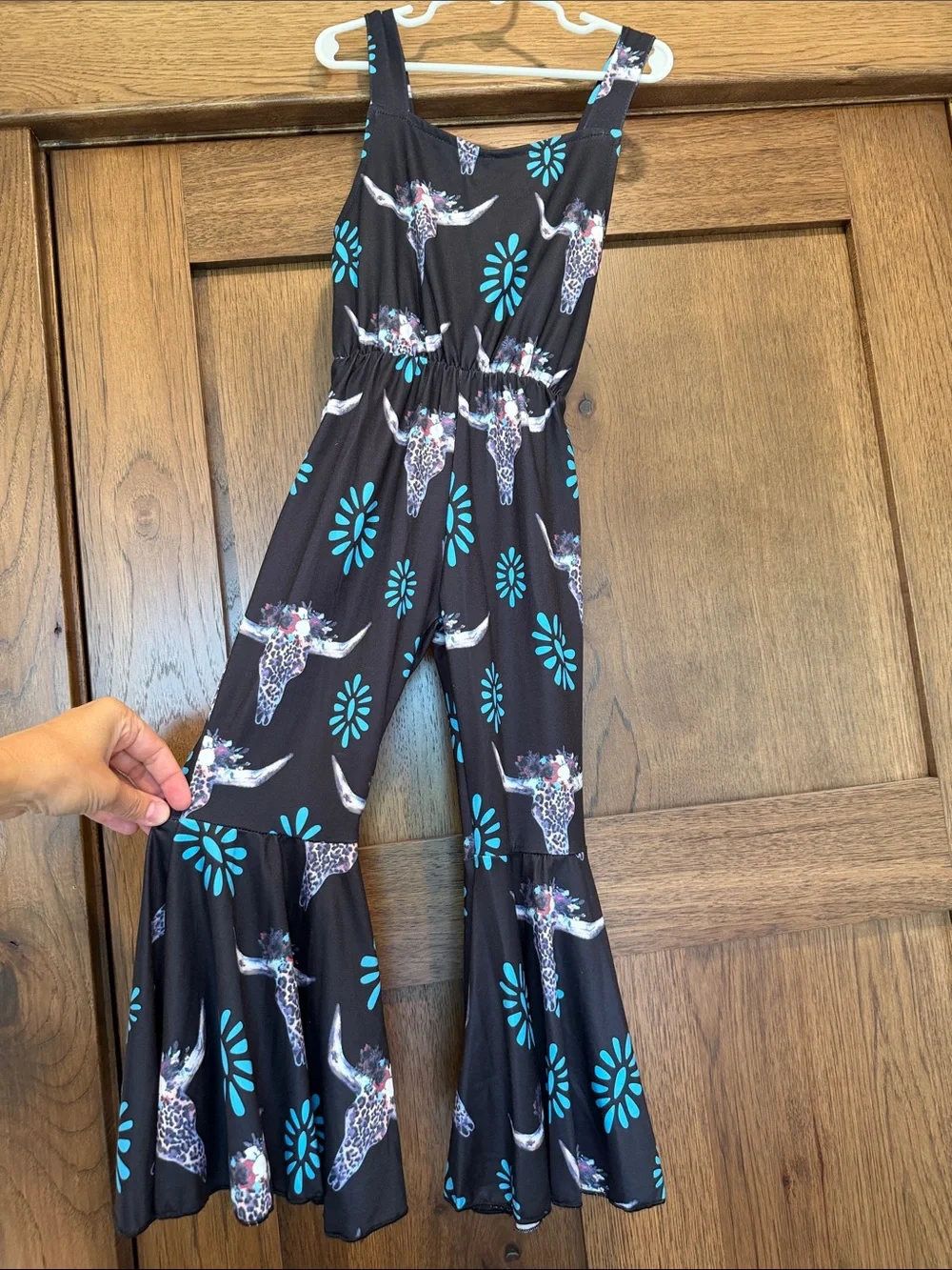 Kids Black Floral Long One-Piece Jumpsuit